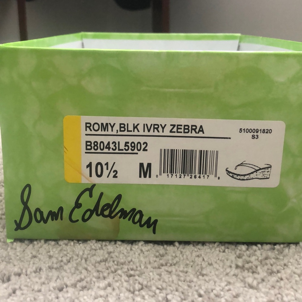 Sam Edelman Romy Blk Ivry Zebra Wedges - Picture 3 of 3
